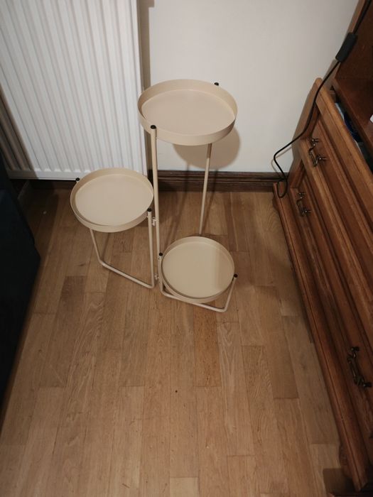 Kwietnik, Stojak na kwiaty FRAGARIA Metal 42 cm Beżowy