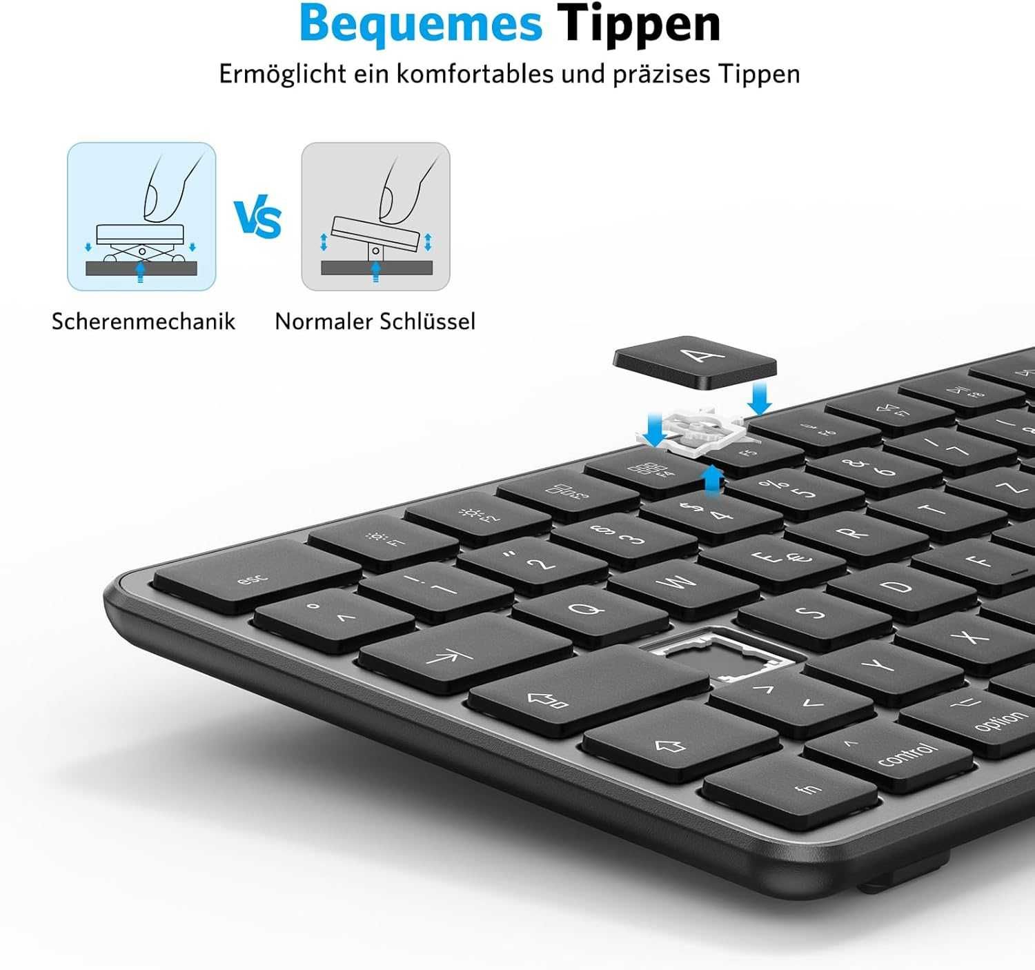 Klawiatura Bluetooth bezprzewodowa do Mac z układem QWERTZ (DE) OMOTON