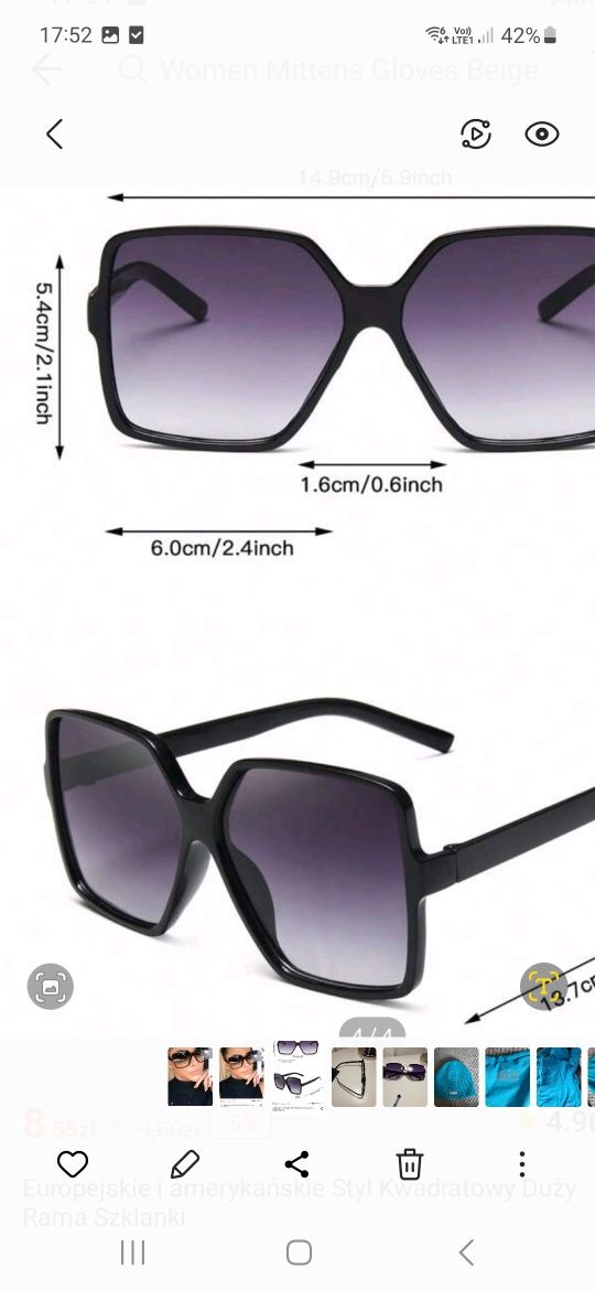 Okulary styl kwadratowy czarne