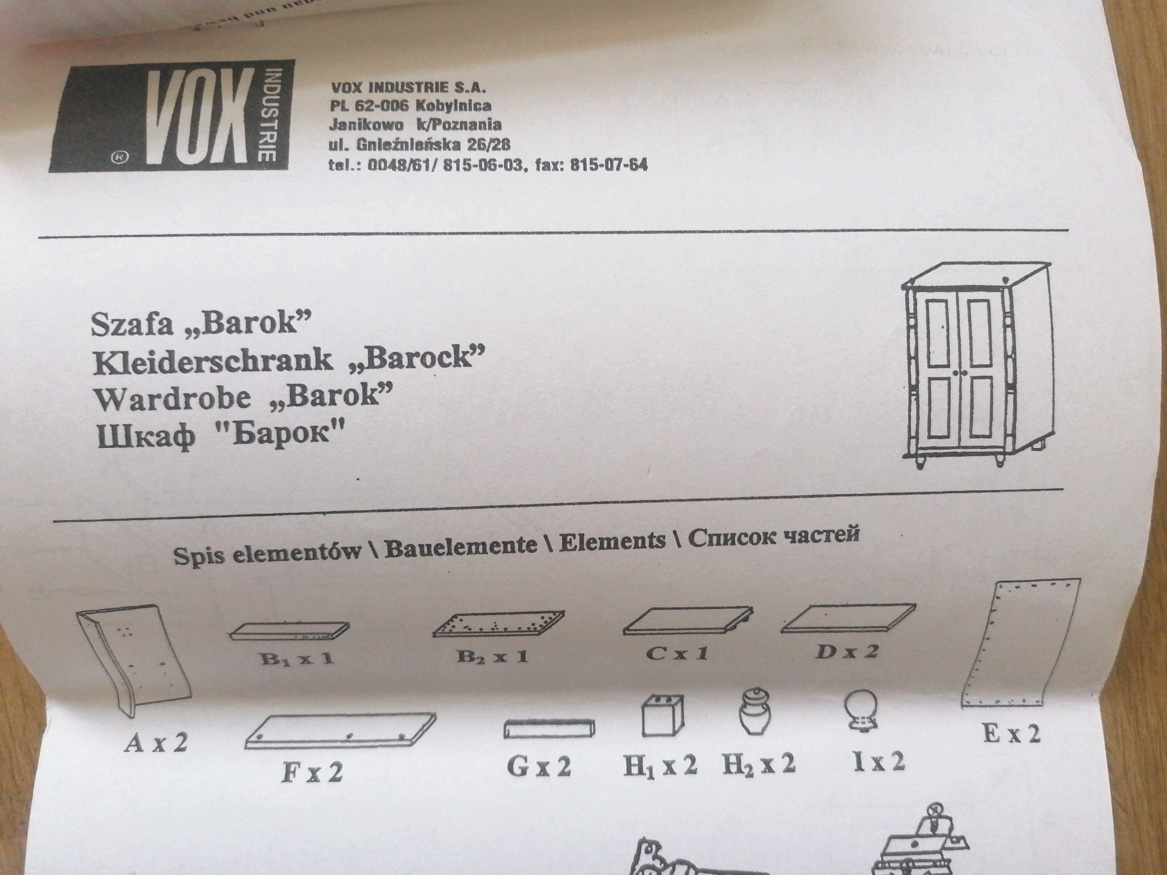 Szafa i regał Vox jesion różowy