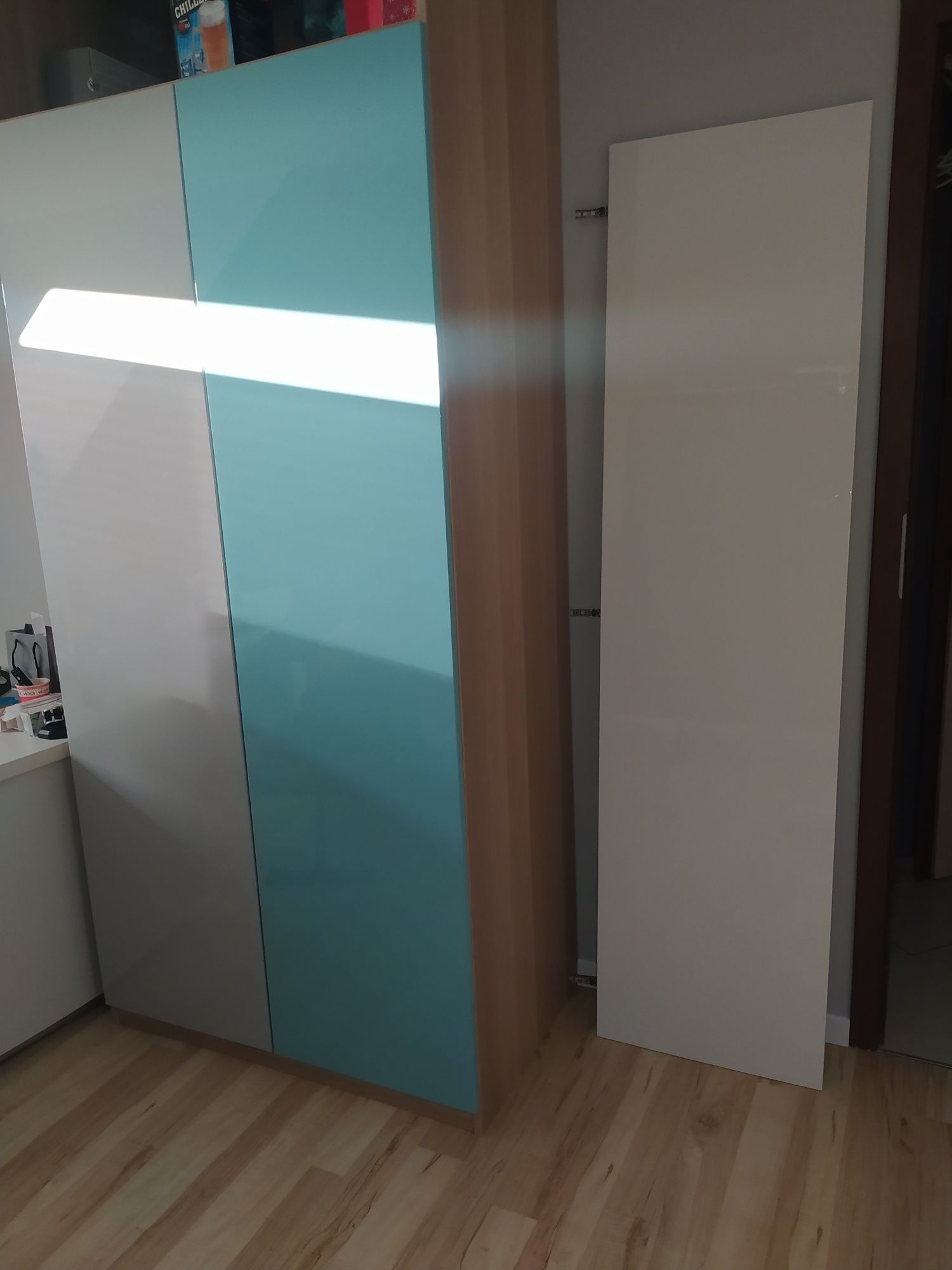 Drzwi połysk IKEA  błękit + jasnoszary 50/195