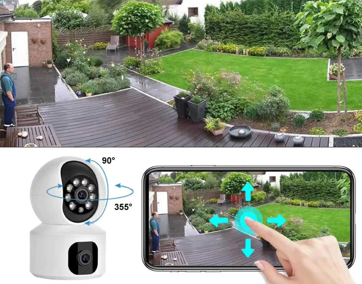Kamera obrotowa podwójna wifi hd zoom niania monitoring