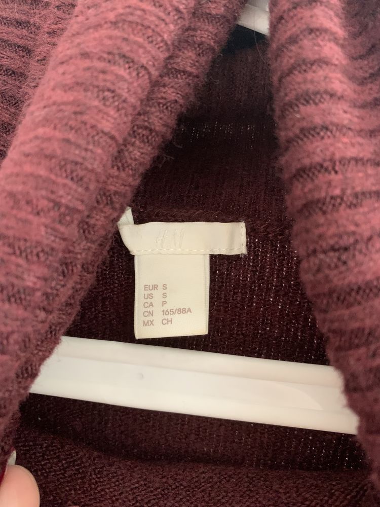 Sweter golf burgundowy bordowy H&M