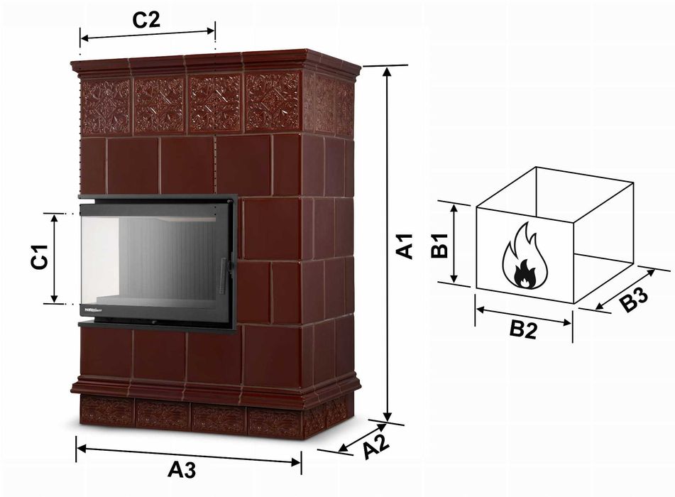 Piec kominek piecyk kaflowy ceramiczny obudowa kominkowa narożny PORTO
