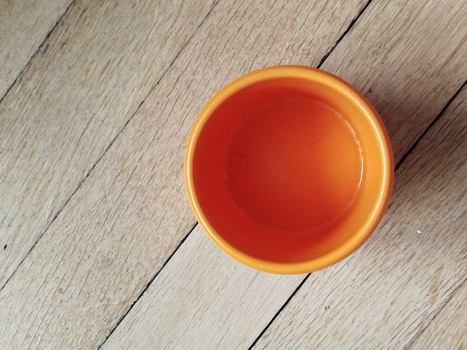 Mała pomarańczowa doniczka lub kubeczek na drobiazgi