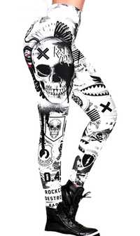 Nowe legginsy z czaszkami  gothic emu punk rock  roz. S/M