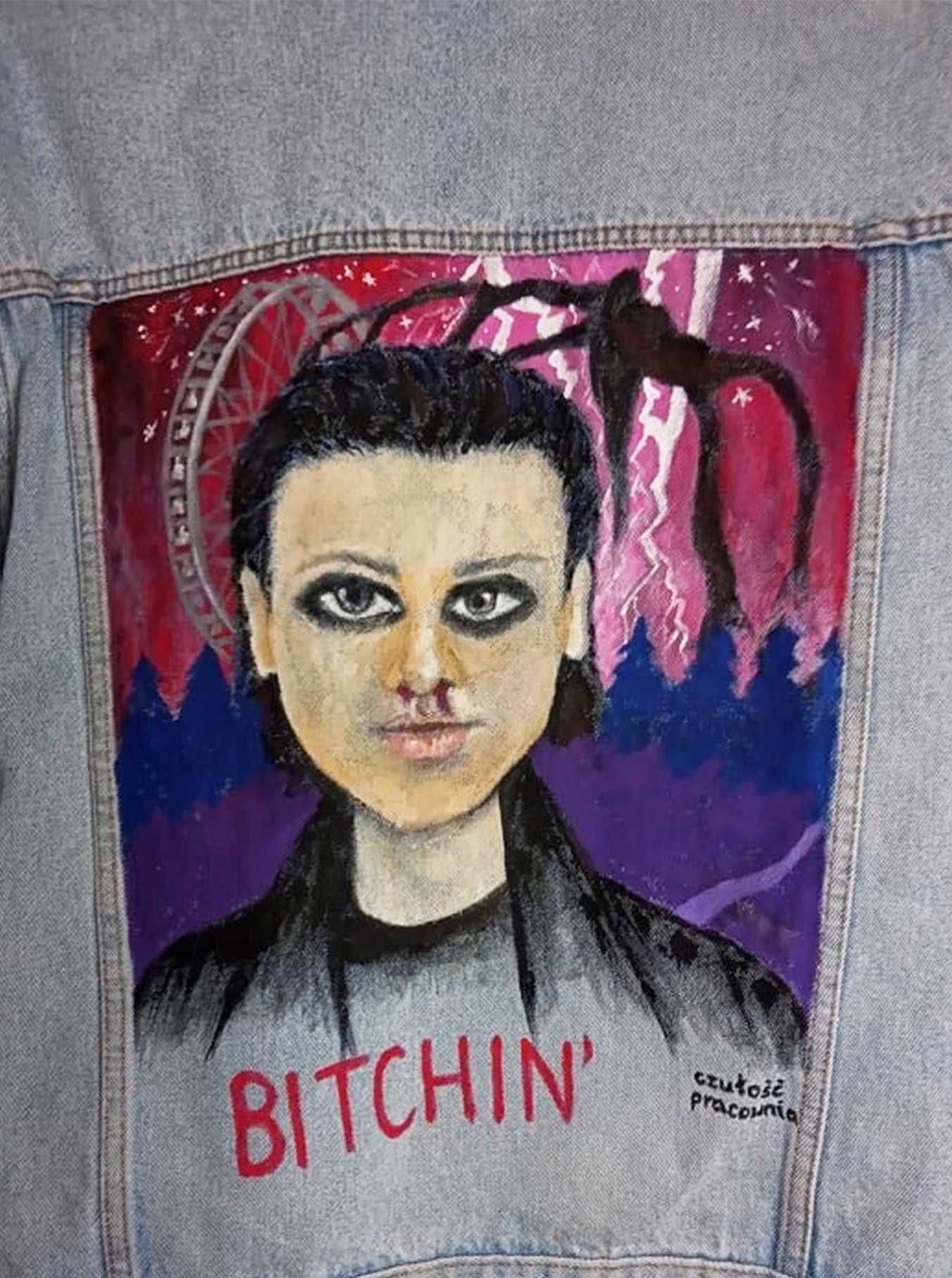 kurtka jeansowa custom stranger things eleven malowana handmade