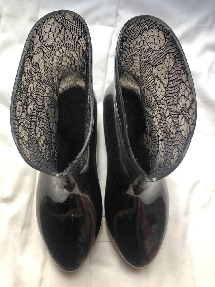 Przezroczyste czarne kalosze koronkowe Melissa r. 37