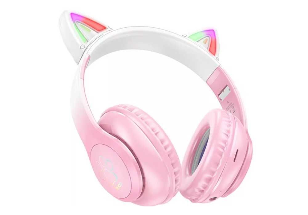 Наушники с ушками RGB беспроводные HOCO W42 складные BT5.3, (10 часов)