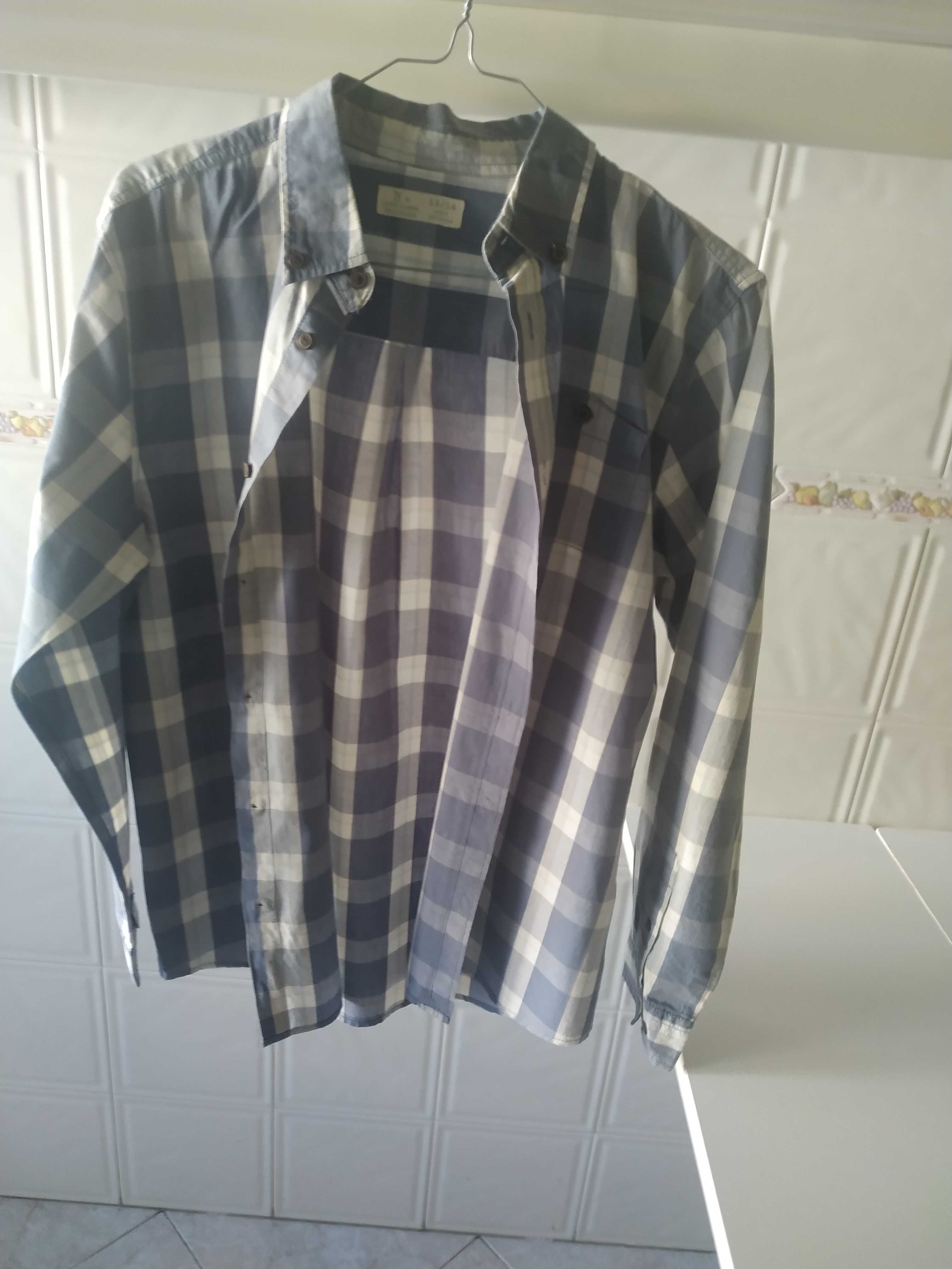 Camisa algodão xadrez com pouco uso - 13-14 anos