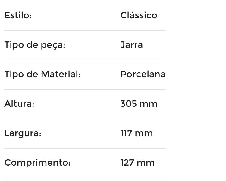 Jarra gargalo fino Vista Alegre Magnólia