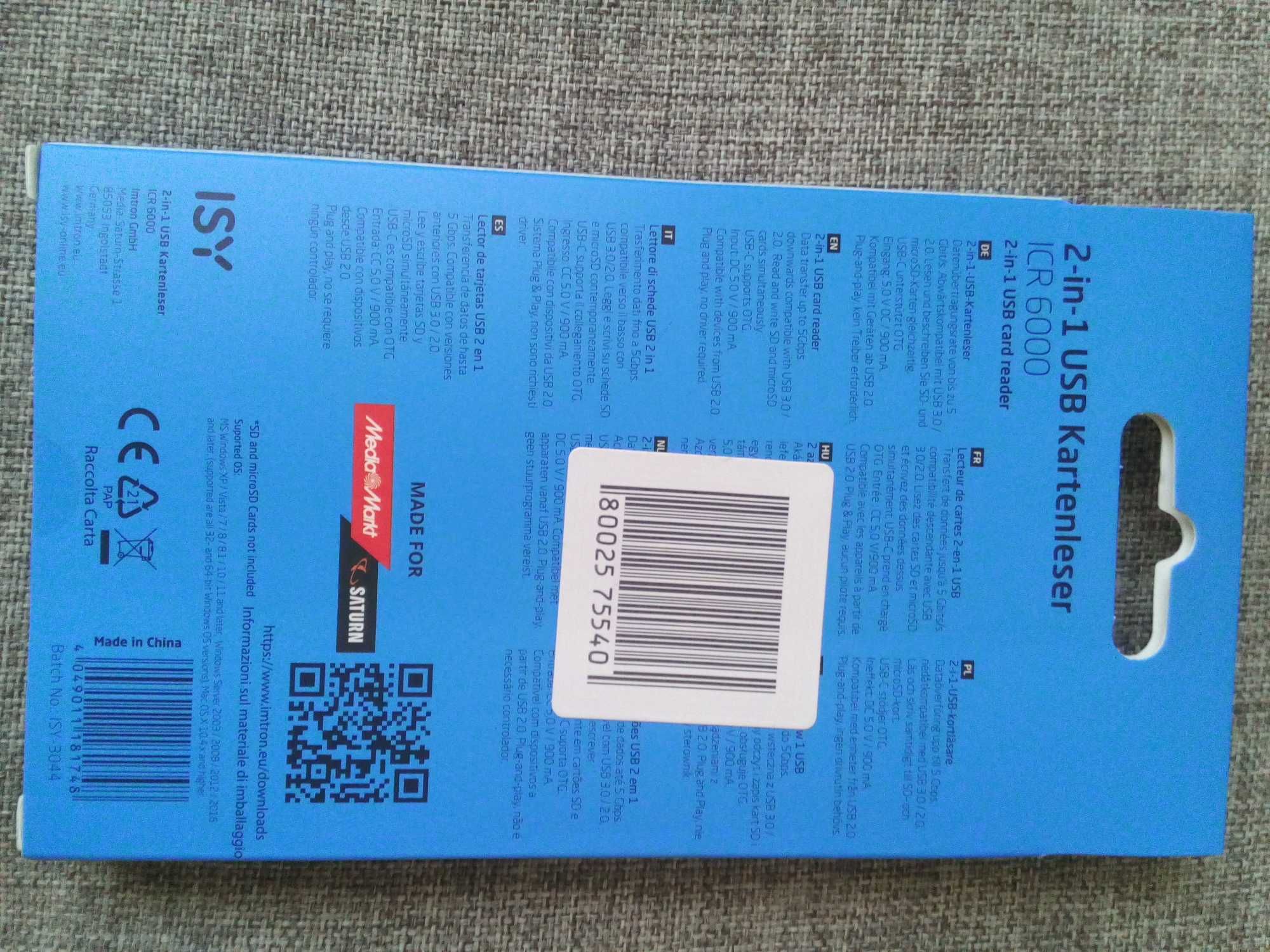 Czytnik kart SD / Adapter USB firmy ISY (USZKODZONY)
