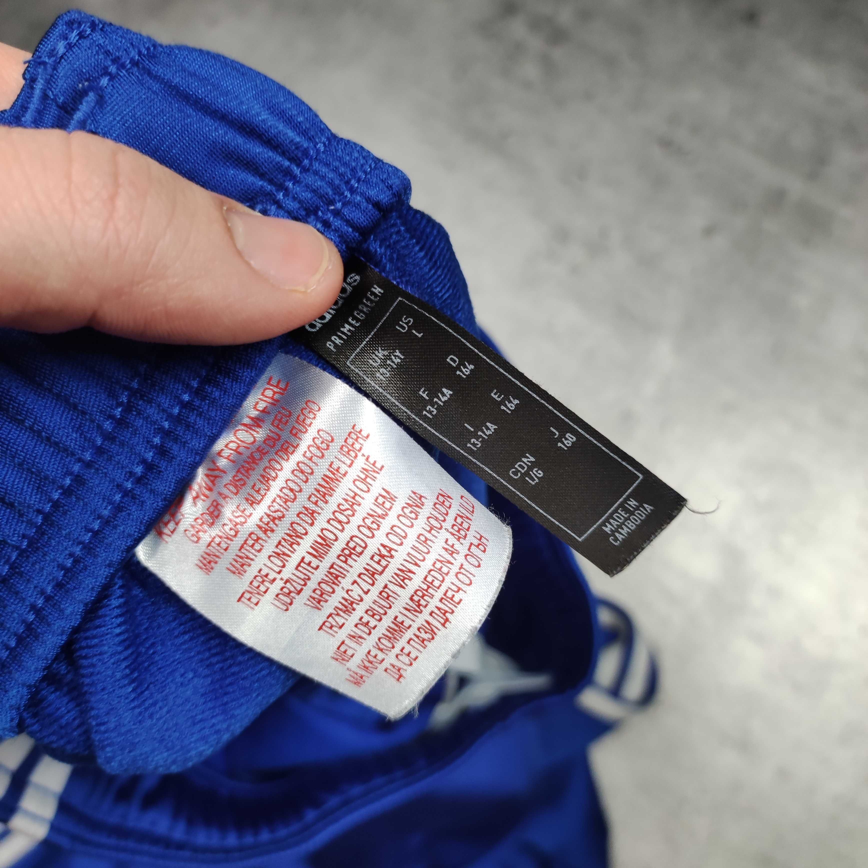 MĘSKIE Dresy Sportowe Adidas 3 Paski Niebieskie Śliskie Małe LogoClima