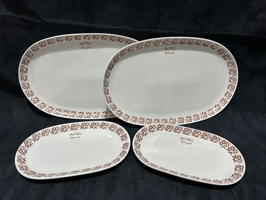 Komplet półmisków Ćmielów–HOTEL Orlinek PRL porcelana kolekcjonerska