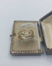 Złoty pierścionek diamenty 375 9 karatów rozmiar 13 retro