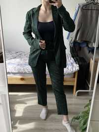 Piękny zielony garnitur wiskozowy H&M S panterka