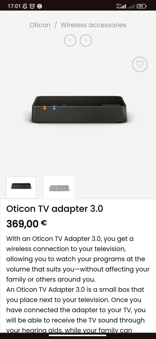 Бездротовий стример Oticon TV Adapter 3.0