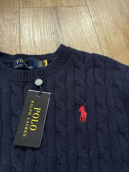 Granatowy sweter męski polo ralph lauren nowy z netką nieużywany M