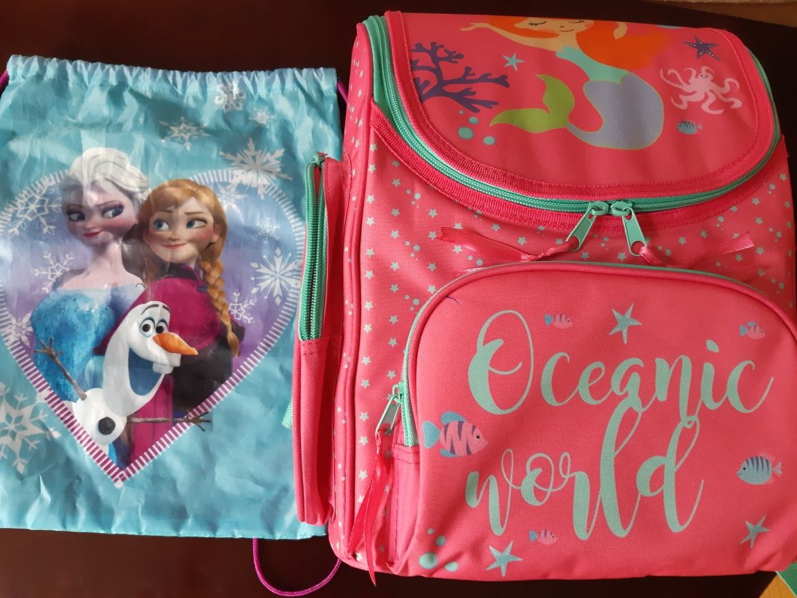 NOWY tornister plecak różowy kl. 1-3 oraz gratis plecak "Anna i Elsa"