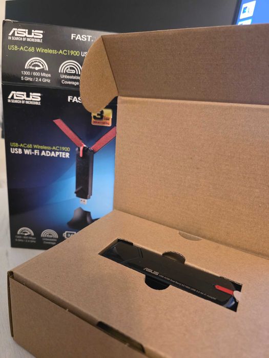 Потужний Wi-Fi адаптер Asus USB-AC68 | двохдіапазонний 5 ГГц+2.4 ГГц