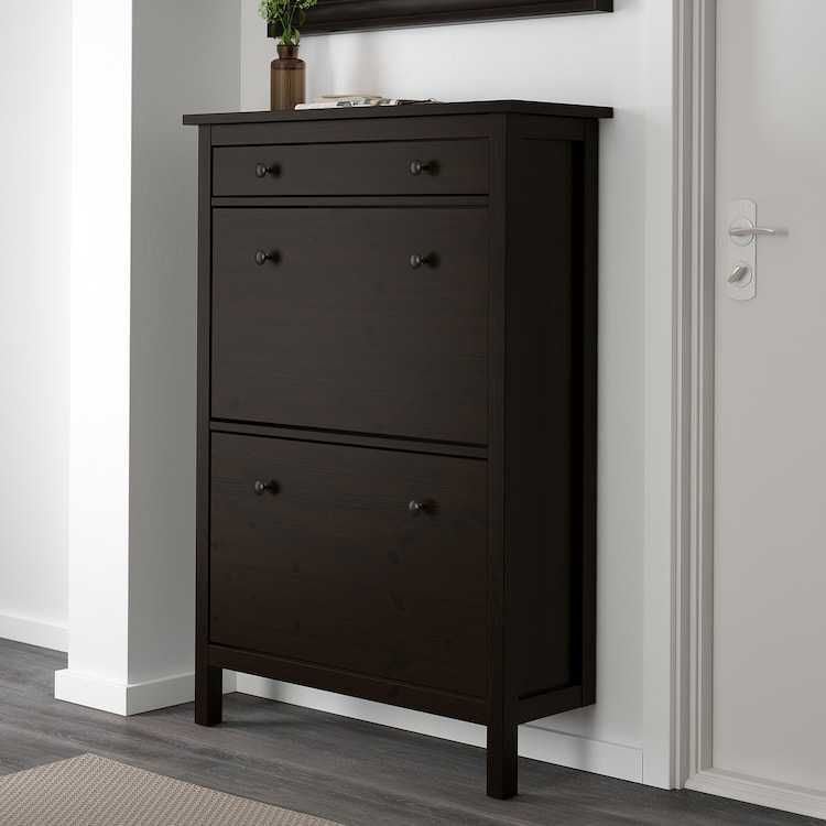 HEMNES Szafka na buty 2 przegrody, czarnobrąz 89x30x127 Nowa