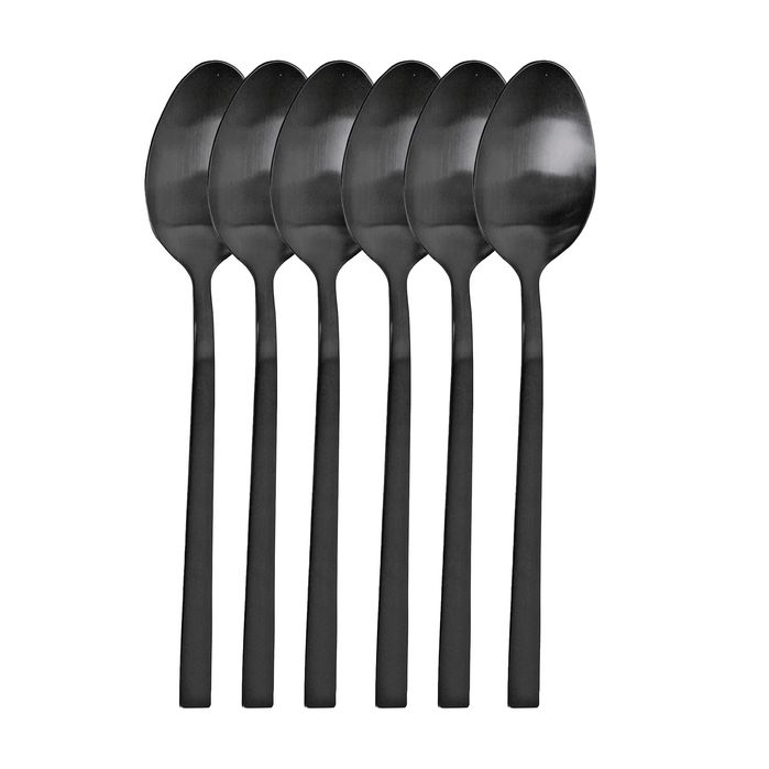 Pintinox Zestaw 6 Łyżek z Serii Lucky Czarny Satynowy, Stal Nierdzewna