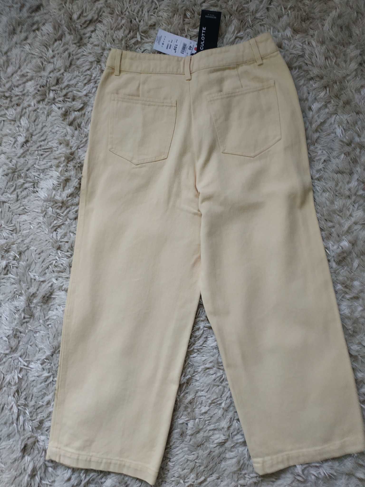 NOWE jeansy RESERVED 40 L spodnie CULOTTE kolor jasnożółty nogawka 7/8