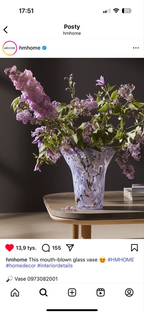 Piękny fioletowy wazon H&M Home