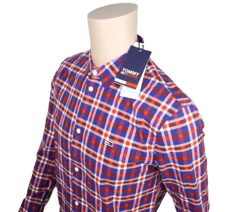 Męska koszula Tommy Jeans -Check Shirt Slim kratka Hilfiger nowa roz.M