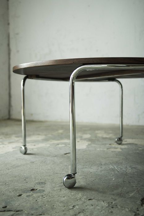 Stolik kawowy bauhaus vintage okrągły chromowany