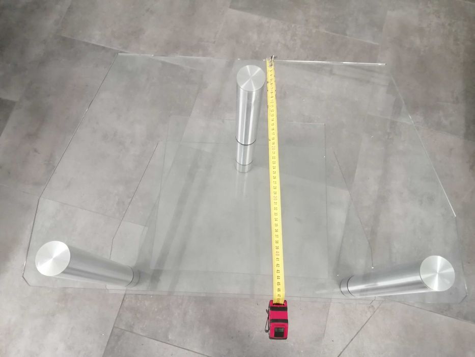 Stół szklany Ława szklana grube szkło stal nierdzewna Szafka RTV LU