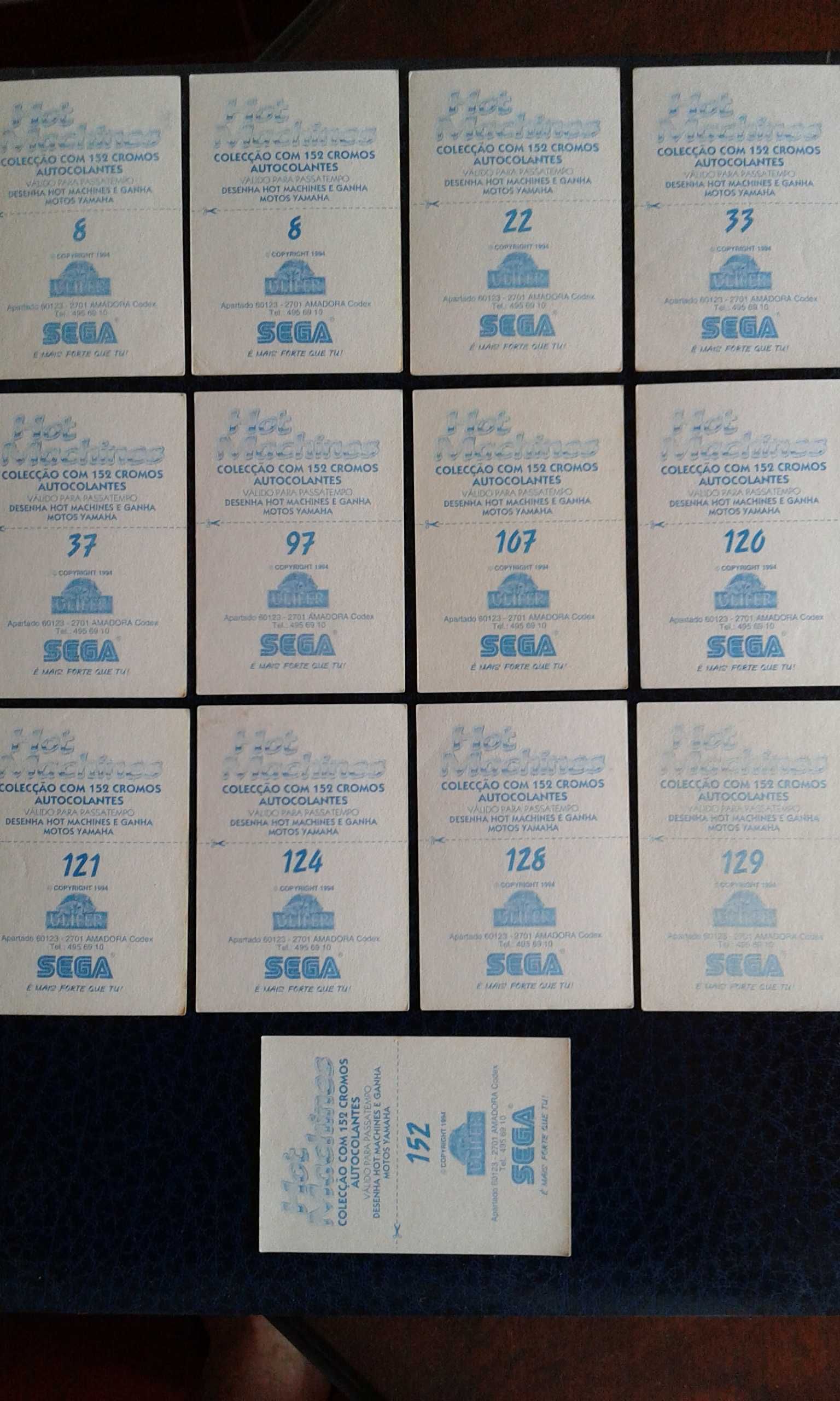 Caderneta de cromos Hot Machines SEGA - Ulifer - 1994