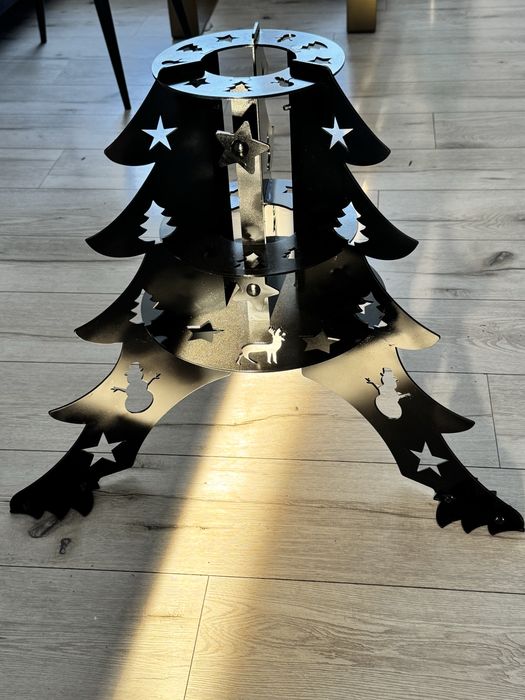 Stojak pod choinkę Stalowy Czarny Biały Złoty