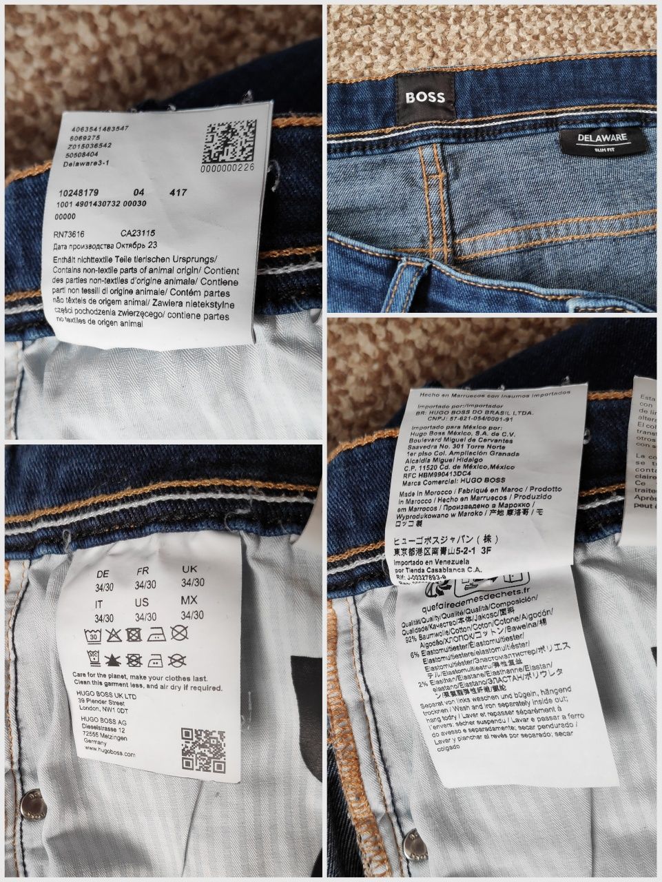 HUGO BOSS Delaware W34 L30 джинсы slim cashmere touch оригинал