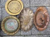 4 platery, talerze metalowe