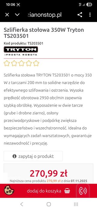 Sprzedam sprawną szlifierka stołowa 350W 2950obr