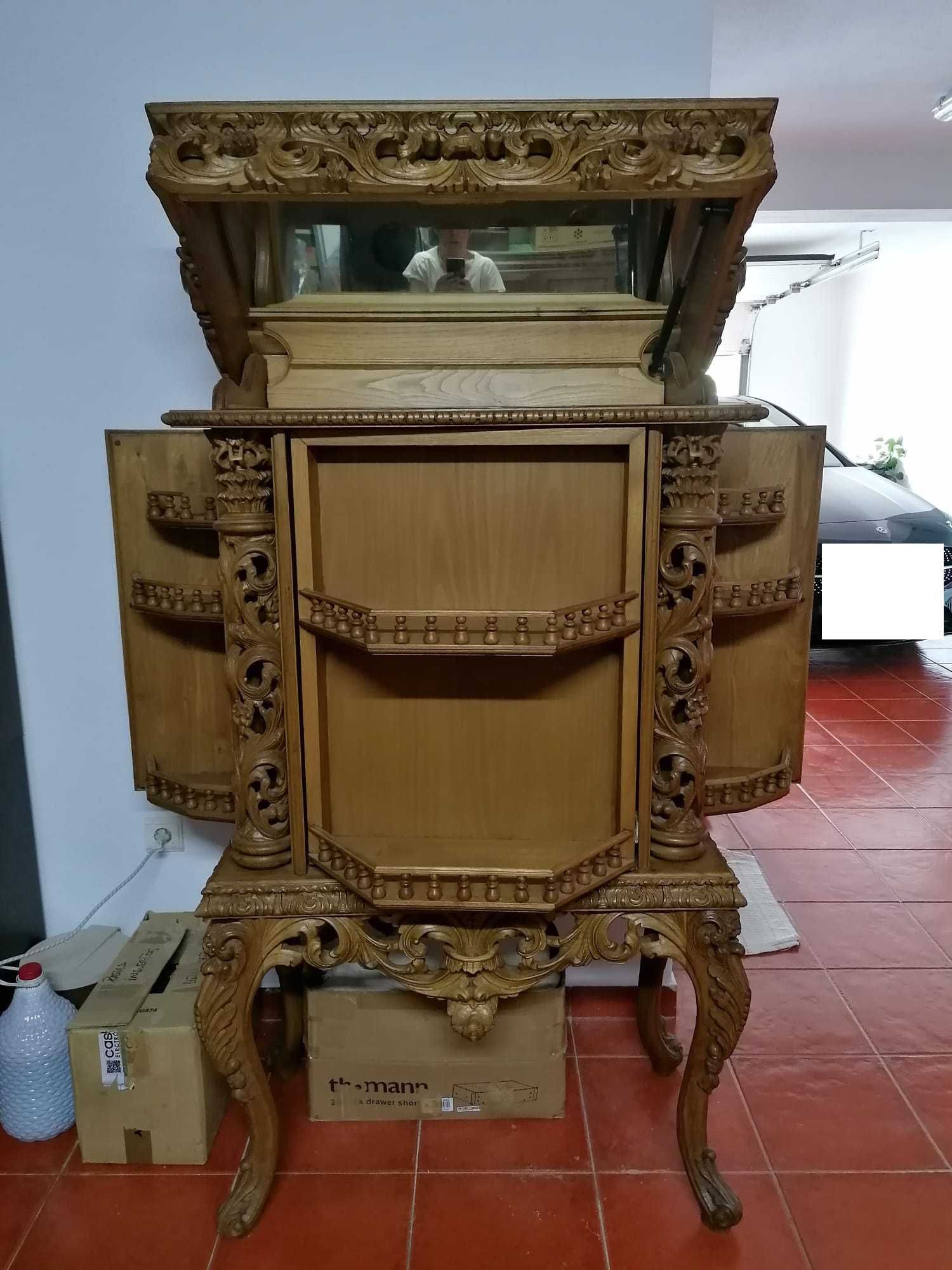 Bar Vintage Madeira Maciça Castanho