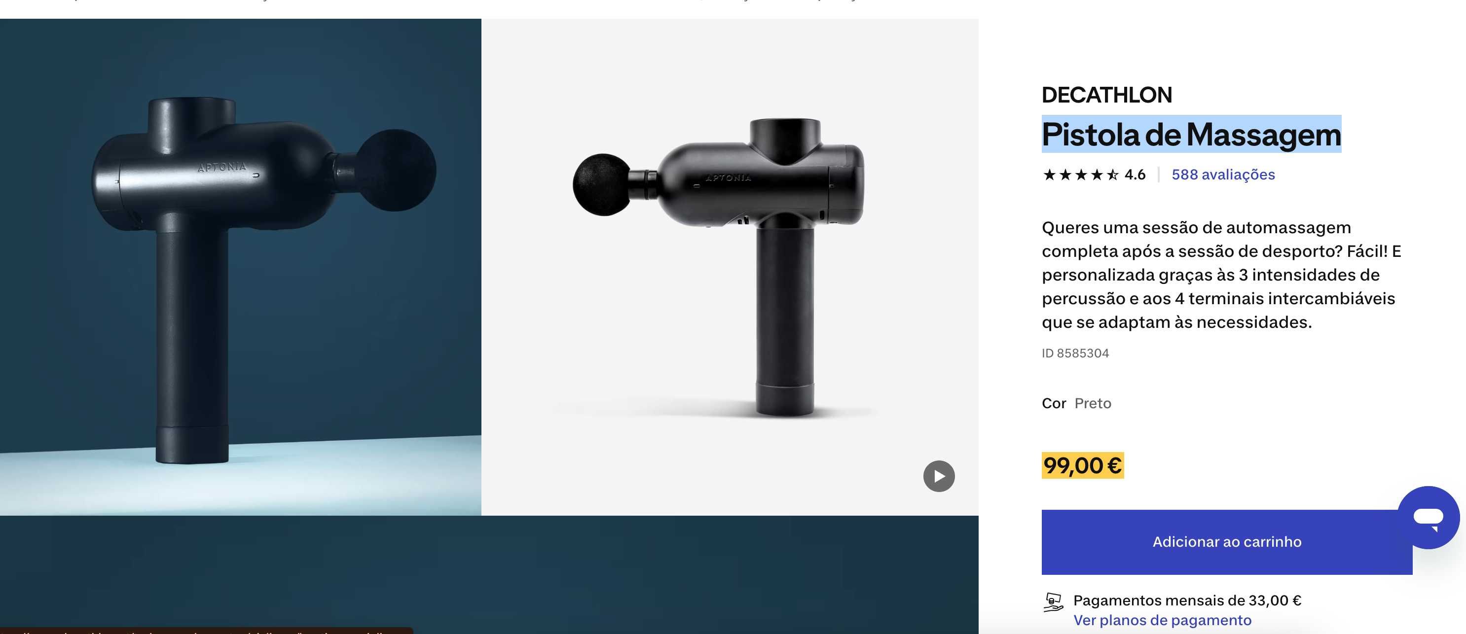 Pistola de Massagem Decathlon na caixa com garantia