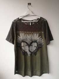 T-shirt oversized com pormenor rendado Cirrone Jeans - tam. L