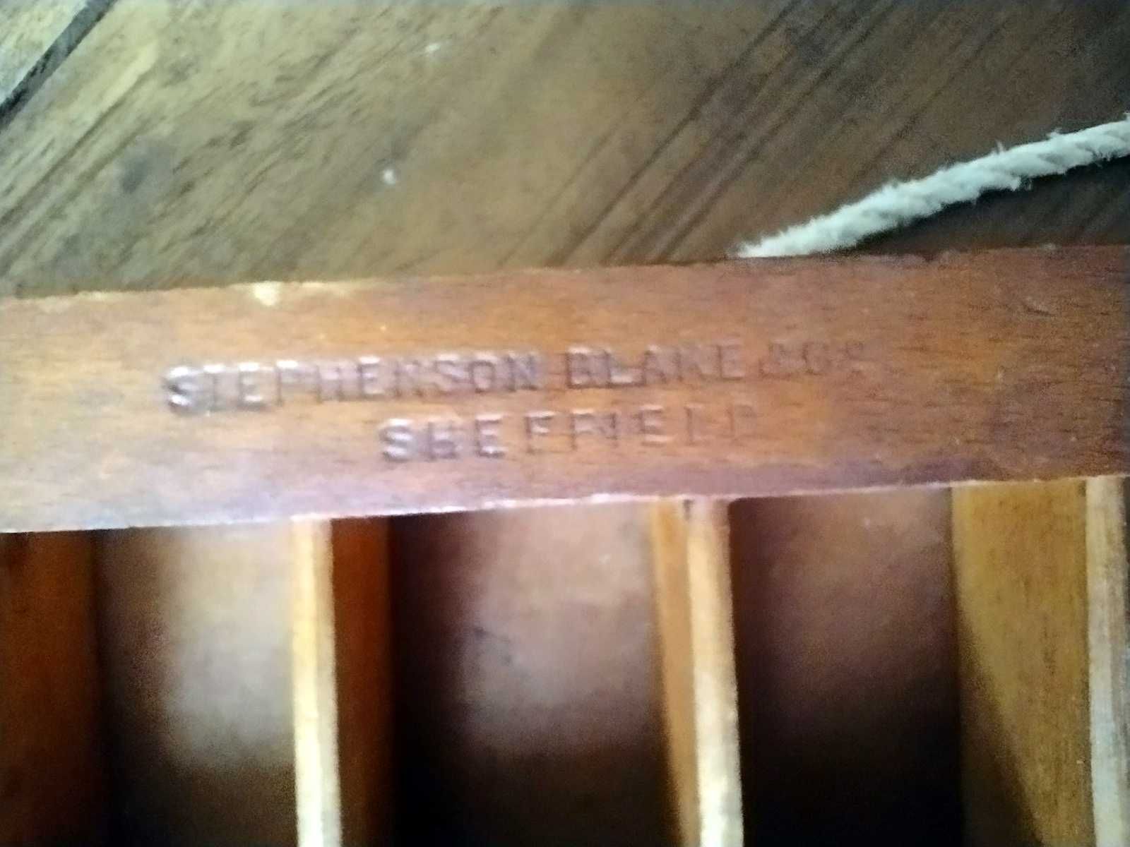 Stephenson Blake & Co Sheffield, zabytkowa drewniana skrzynka  XIX w