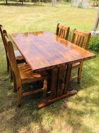Stół i 6 krzeseł drewniane
