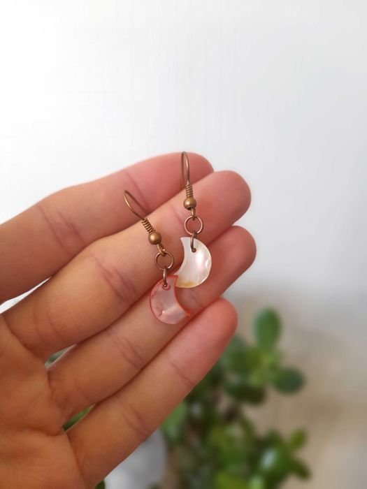 Brincos de madrepérola verdadeira lua pérola nácar concha