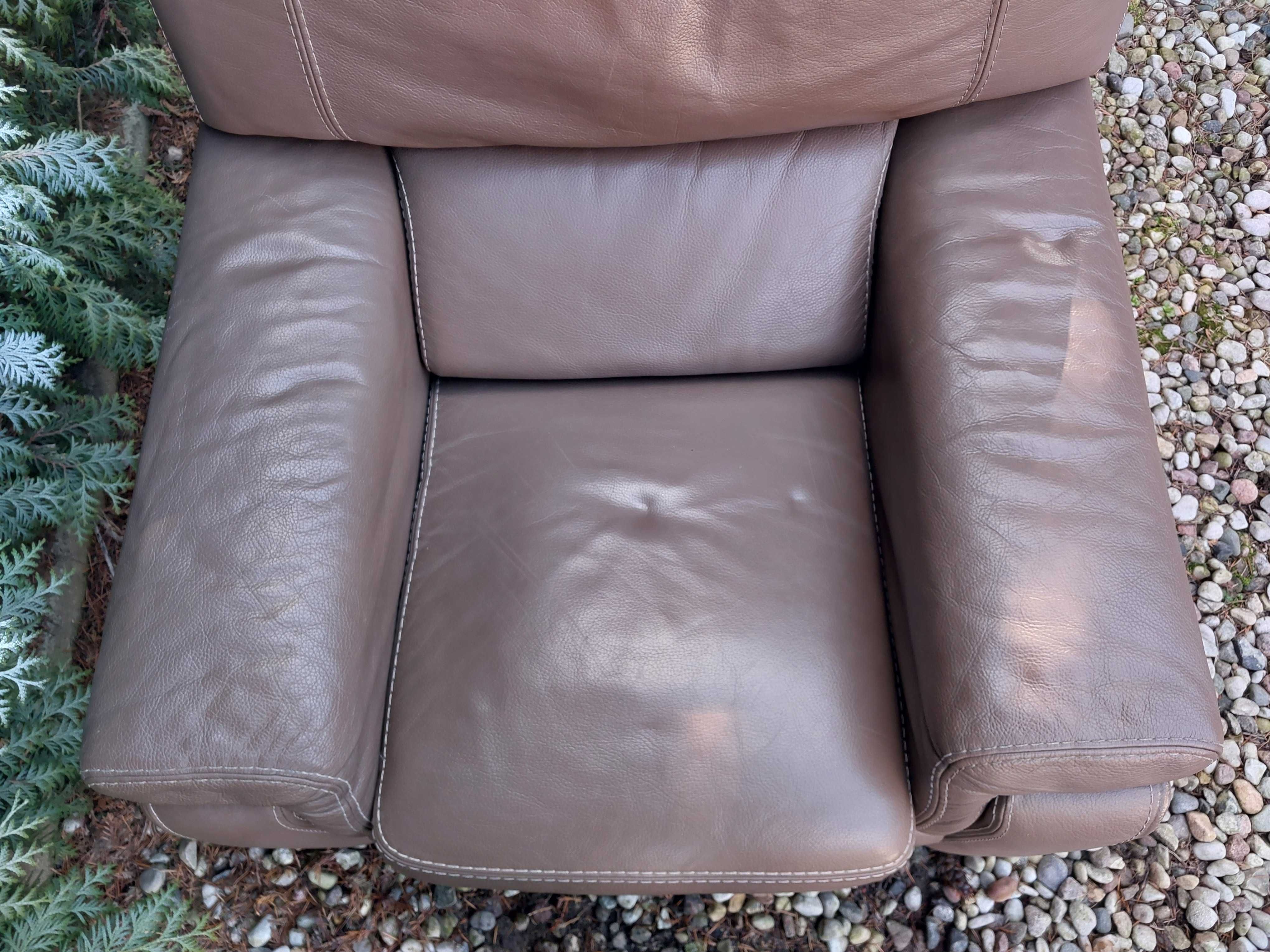 fotel rozkładany z funkcją relax 100% brązowa skóra naturalna wysyłka