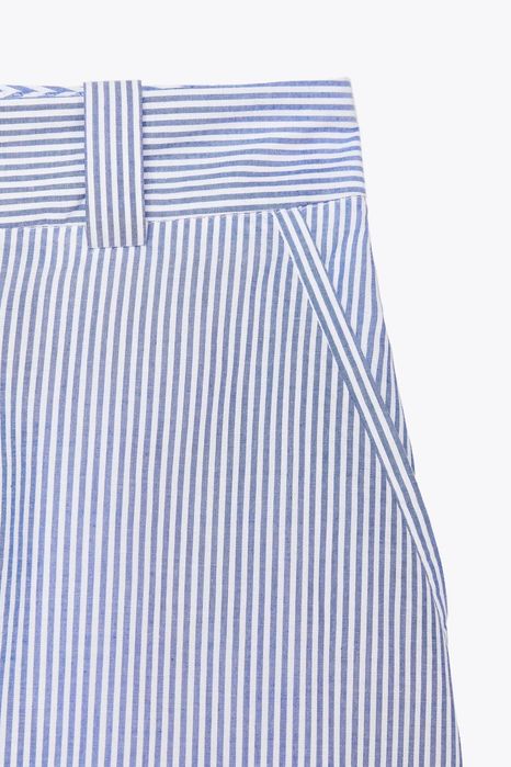 ZARA блакитний костюм котоновий кюлоти блуза в смужку хлопковый синий