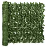 vidaXL Tela de varanda com folhas verde-escuras 400x75 cm 315484
