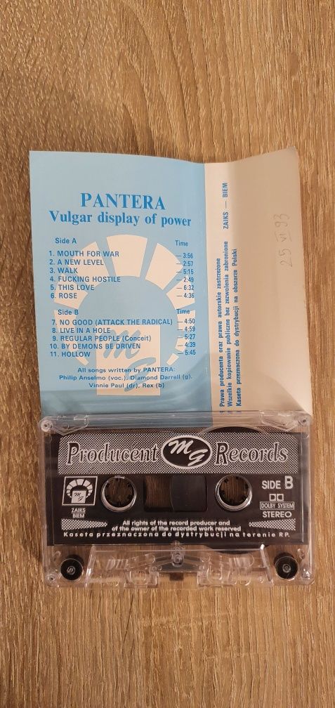 Pantera "Vulgar Display Of Power" - kaseta audio