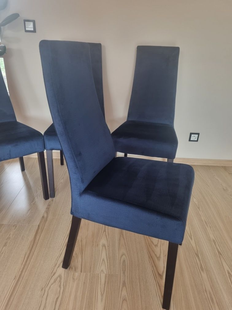 Krzesła drewniane tapicerowane granatowe krzesło do kuchni jadalni