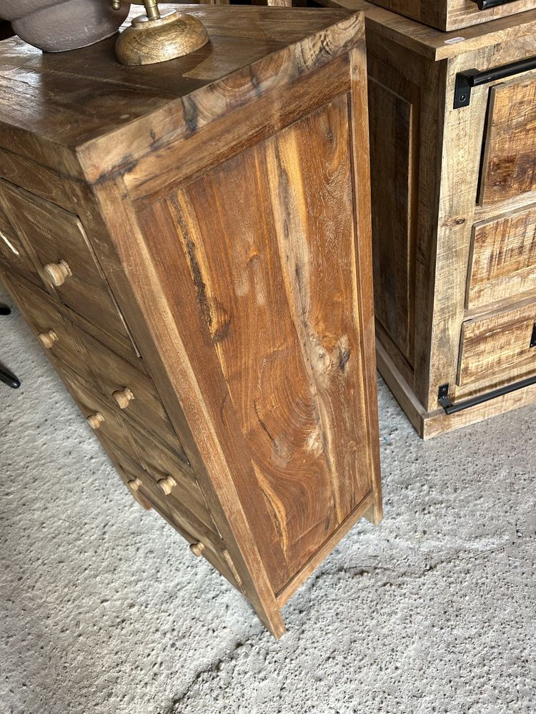mała komoda z szufladami drewniana lite drewno TEAK szafka rustykalna