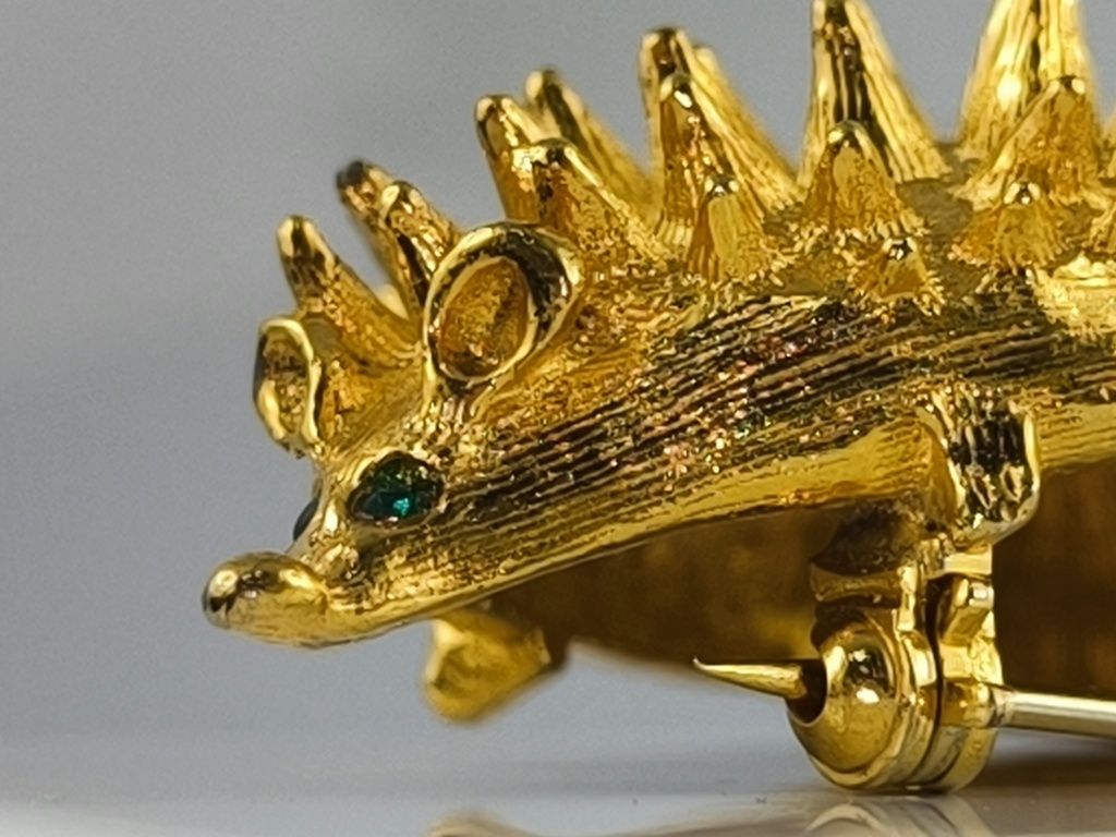 POZŁACANA BROSZKA „JEŻ" Vintage SPHINX Anglia UK Lata 70-te Unikat