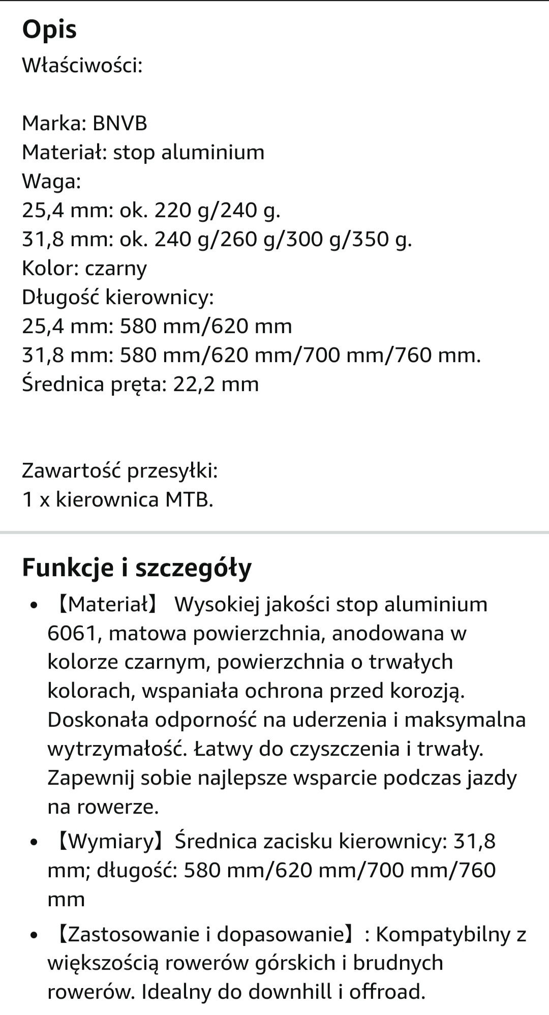 Kierownica rowerowa 660mm